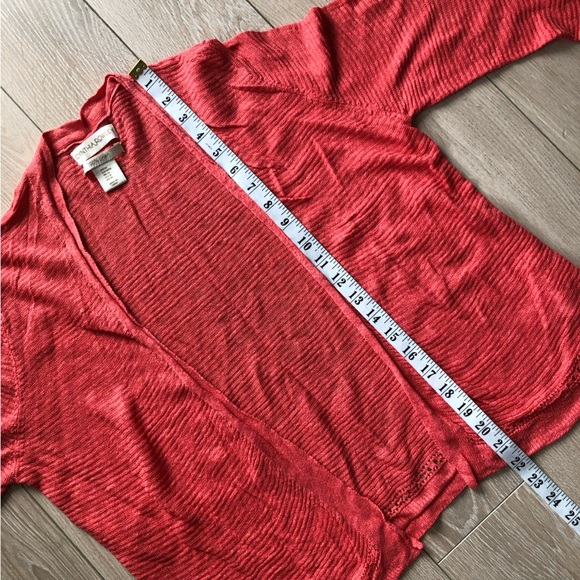 Cynthia Rowley 100% Linen Open Front Cardigan in Bright Orange Size M - Picture 3 of 9